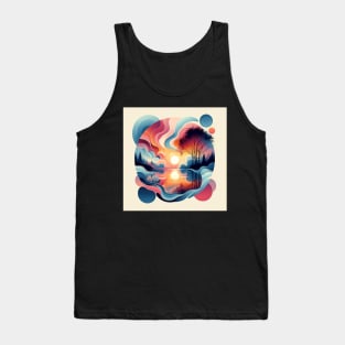 Tranquil Reflections: Modern Nature Meets Abstract Tank Top